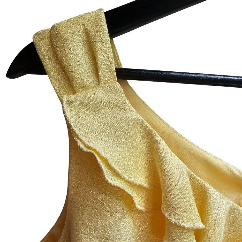 Antonio Melani Yellow and Silver Classic Sleeveless Dress with Belt, Size Medium - Picture 7 of 13